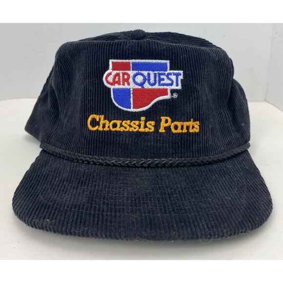Vintage Car Quest - Chassis Parts Black Corduroy Snapback Rope Hat Cap - Picture 1 of 4